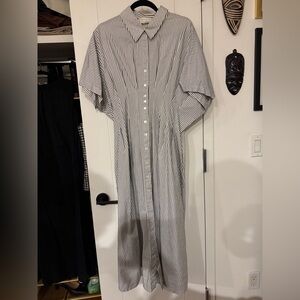 Classic Black and White Striped Long Sleeve Dress